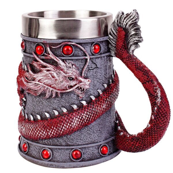 menilo Mighty Dragon Rustic Beer Tankard – Handcrafted Wooden Mug - Image 3