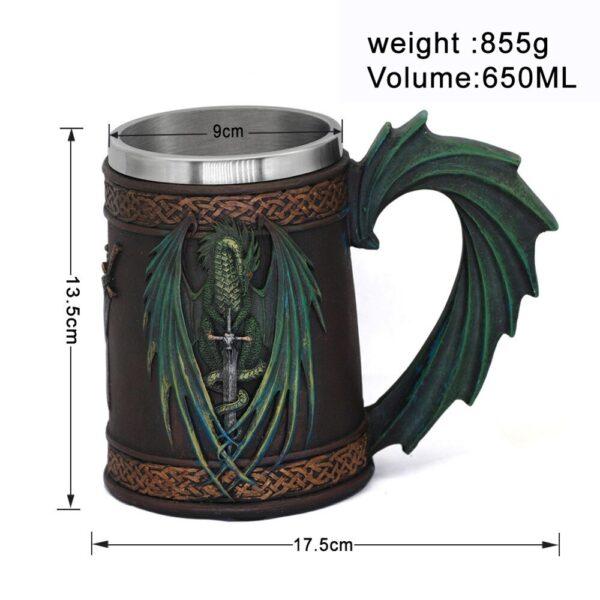 menilo Frozen Froth Dragon Tankard – Handcrafted Wooden Beer Mug - Image 4