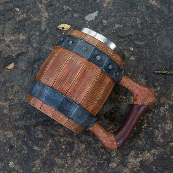menilo Brotherhood Wooden Barrel Tankard – Rustic Handcrafted Beer Mug - Image 6