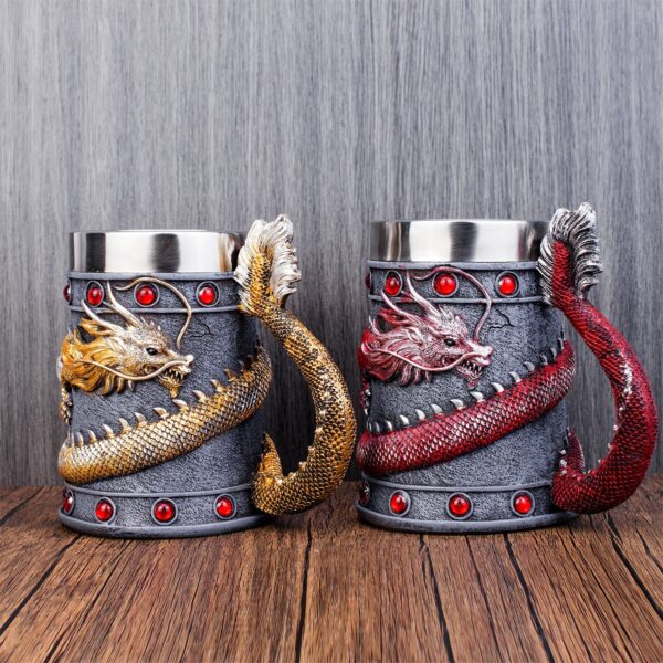 menilo Mighty Dragon Rustic Beer Tankard – Handcrafted Wooden Mug - Image 9