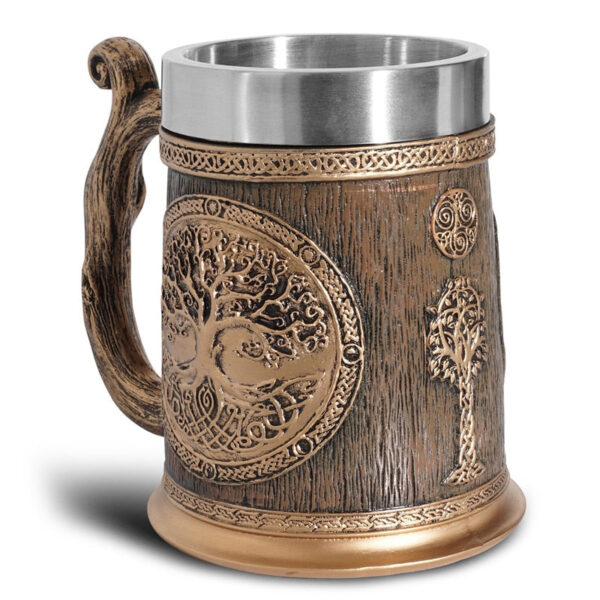 menilo Yggdrasil Totems Viking Tankard – Rustic Wooden Beer Mug - Image 7