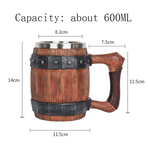 menilo Brotherhood Wooden Barrel Tankard – Rustic Handcrafted Beer Mug - Image 7