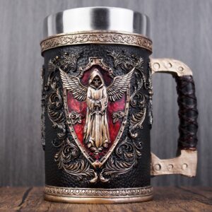 menilo Grim Reaper Rustic Beer Tankard – Unique Wooden Mug