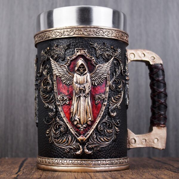 menilo Grim Reaper Rustic Beer Tankard – Unique Wooden Mug