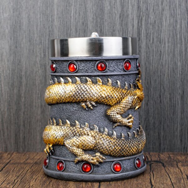 menilo Mighty Dragon Rustic Beer Tankard – Handcrafted Wooden Mug - Image 5