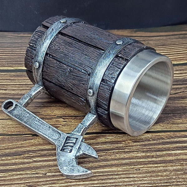 menilo Norse Oak Beerspanner – Handcrafted Rustic Wooden Beer Mug - Image 2