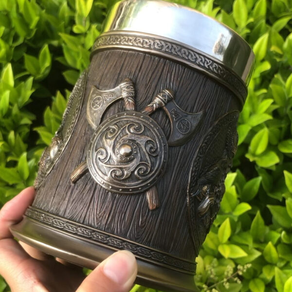 menilo Norse Heritage Viking Tankard – Rustic Wooden Beer Mug - Image 4