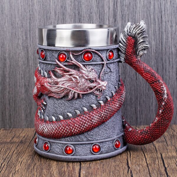 menilo Mighty Dragon Rustic Beer Tankard – Handcrafted Wooden Mug - Image 8
