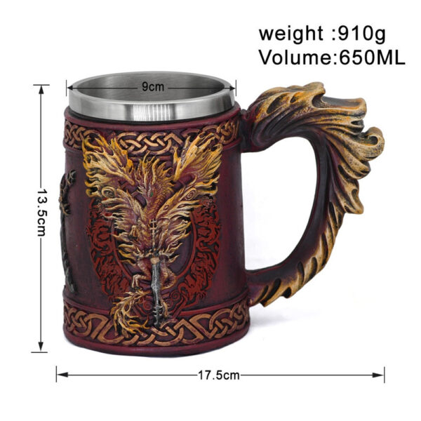 menilo Roar of Fury Dragon Tankard – Handcrafted Wooden Mug - Image 4