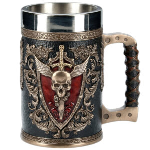 menilo Eagle’s Crest Steelwing Rustic Beer Tankard – Durable Wooden Mug