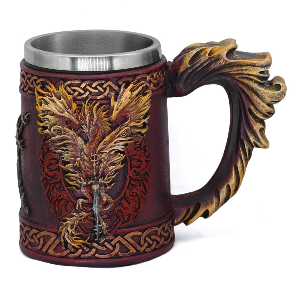 menilo Roar of Fury Dragon Tankard – Handcrafted Wooden Mug
