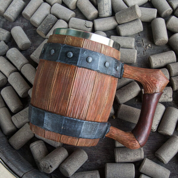 menilo Brotherhood Wooden Barrel Tankard – Rustic Handcrafted Beer Mug - Image 3