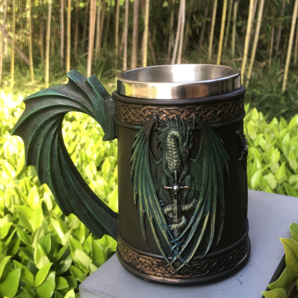 menilo Frozen Froth Dragon Tankard – Handcrafted Wooden Beer Mug - Image 3