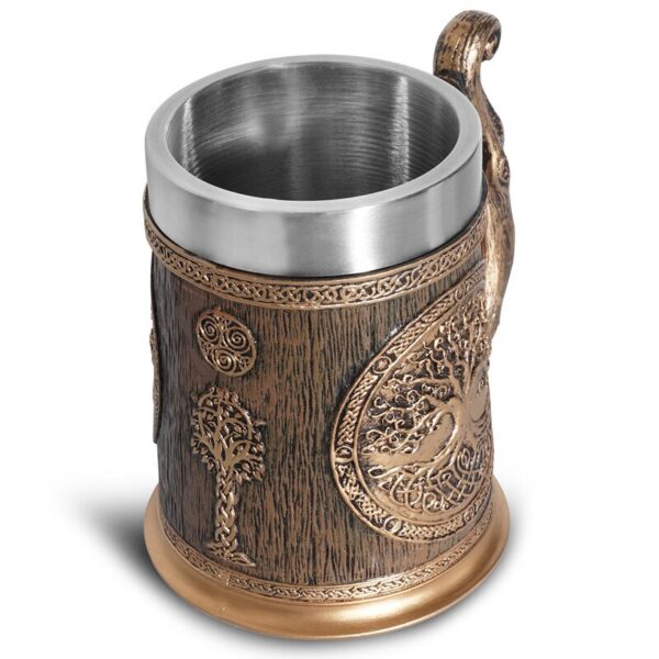 menilo Yggdrasil Totems Viking Tankard – Rustic Wooden Beer Mug - Image 6