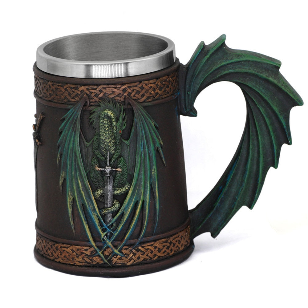 menilo Frozen Froth Dragon Tankard – Handcrafted Wooden Beer Mug