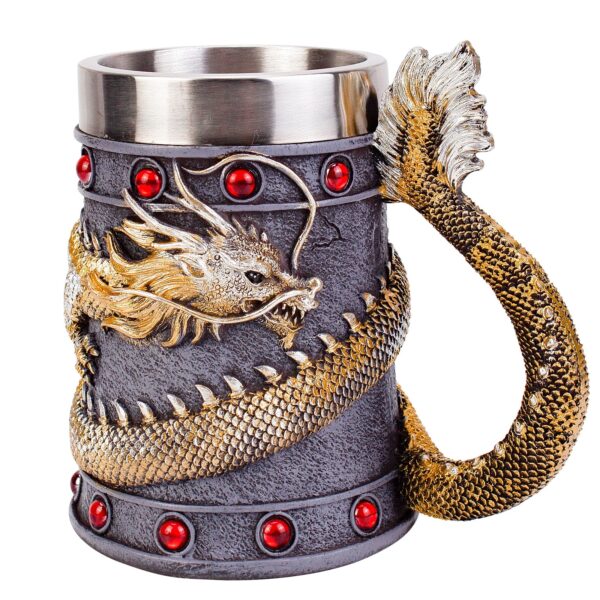 menilo Mighty Dragon Rustic Beer Tankard – Handcrafted Wooden Mug - Image 2
