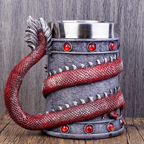 menilo Mighty Dragon Rustic Beer Tankard – Handcrafted Wooden Mug - Image 7