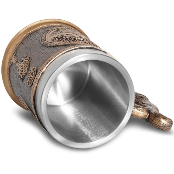 menilo Yggdrasil Totems Viking Tankard – Rustic Wooden Beer Mug - Image 3